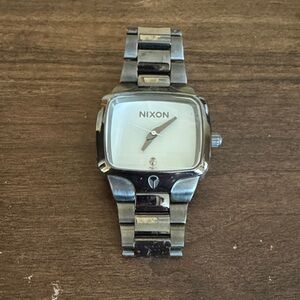 Nixon The Small Player Silver Bracelet Watch with White Dial